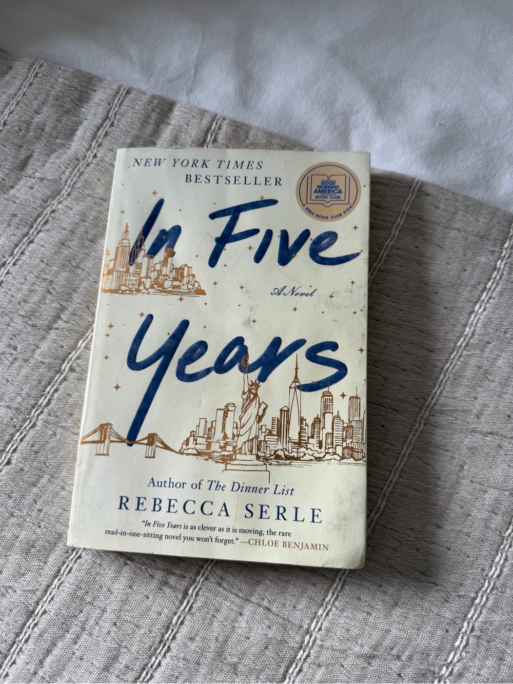 🦋3 for $10🦋 Books - "In Five Years" Paperback - Cream Cover with Blue Script